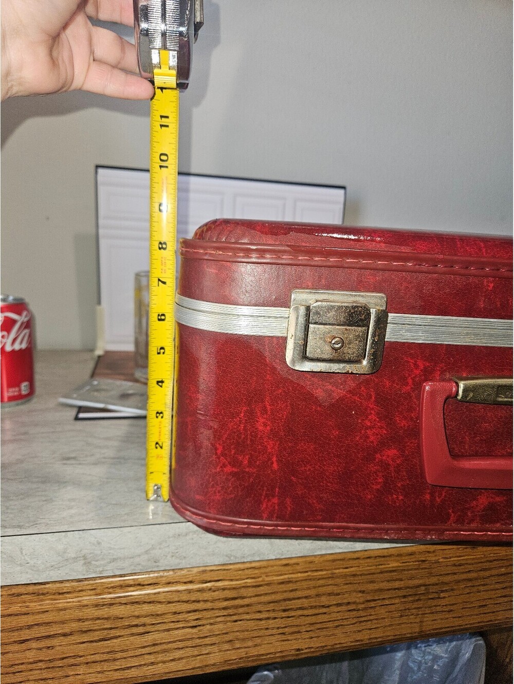 Vintage Red Hard-Shell Suitcase with Patterned Interior - Picture 2 of 4
